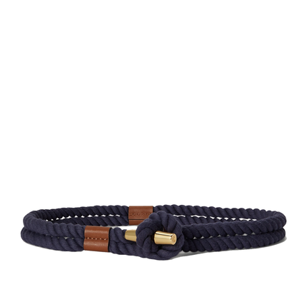 Polo Ralph Lauren Women's Leather-Trim Rope Toggle Skinny Belt Refined Navy/Lauren Tan