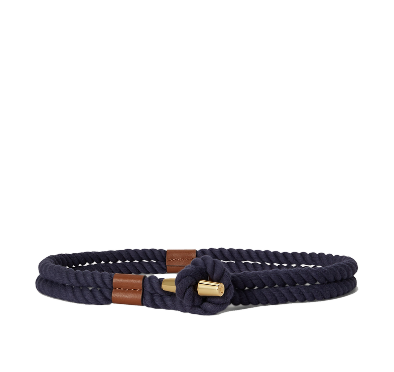 Polo Ralph Lauren Women's Leather-Trim Rope Toggle Skinny Belt Refined Navy/Lauren Tan