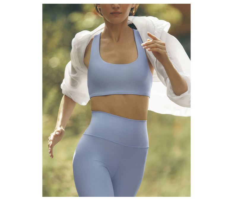 alo Women's Airlift Advantage Racerback Bra Light Provence Blue