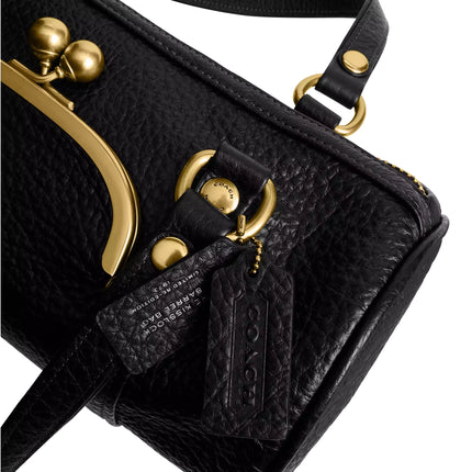 Coach Women's Kisslock Barrel Bag Brass/Black