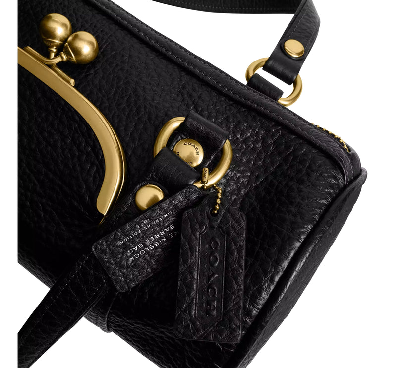 Coach Women's Kisslock Barrel Bag Brass/Black