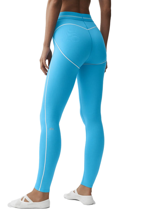 alo Women's Airbrush High-Waist Heart Throb Legging Full Azure Blue/White