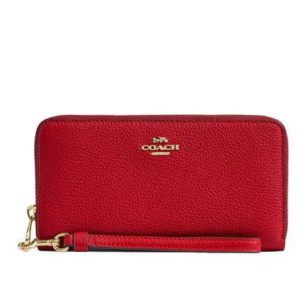 Coach Women's Long Zip Around Wallet Gold/Bright Cardinal