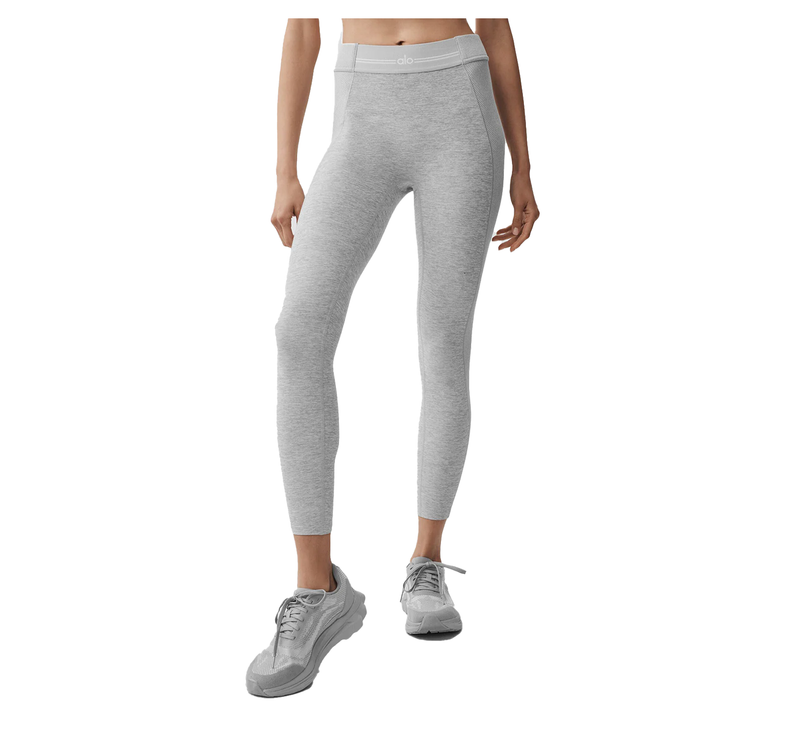 alo Women's Alosoft High-Waist 7/8 Relay Legging Athletic Heather Grey/White