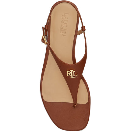 Polo Ralph Lauren Women's Everley II Crosshatch Leather Sandal  Lauren Tan