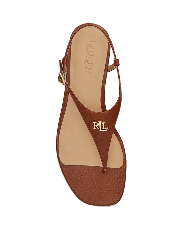 Polo Ralph Lauren Women's Everley II Crosshatch Leather Sandal  Lauren Tan