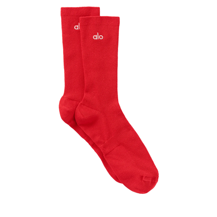 alo Unisex Half-Crew Understated Sock Bright Red