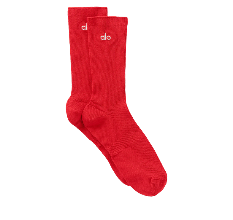 alo Unisex Half-Crew Understated Sock Bright Red