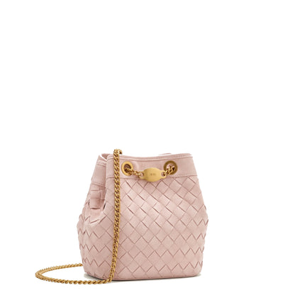 JW PEI Women's Yara Faux Suede Hand-Woven Bucket Bag Pink