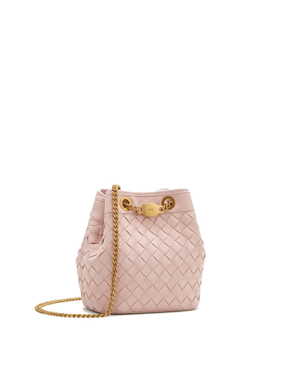 JW PEI Women's Yara Faux Suede Hand-Woven Bucket Bag Pink