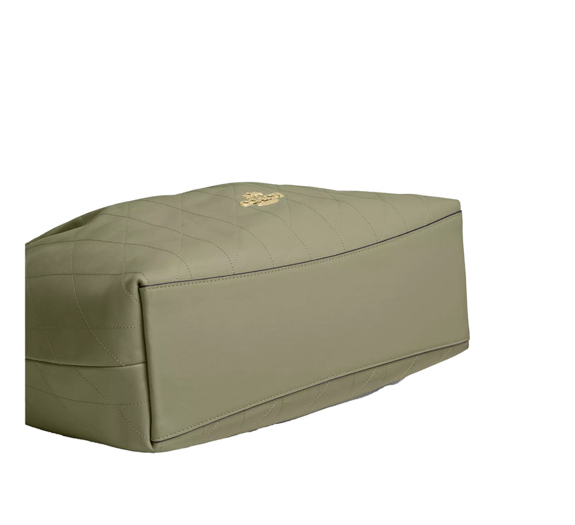 Coach Women's Evelyn Shoulder Bag With Quilting Gold/Pistachio