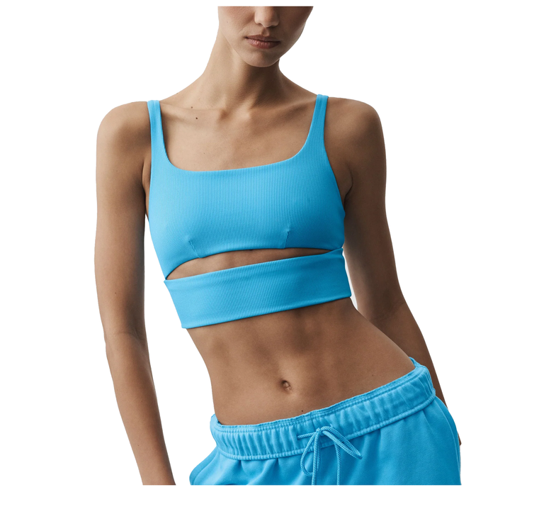 alo Women's Slit Bra Azure Blue