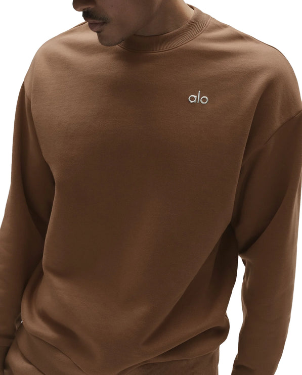 alo Men's Accolade Crew Neck Pullover Sun Kissed Brown
