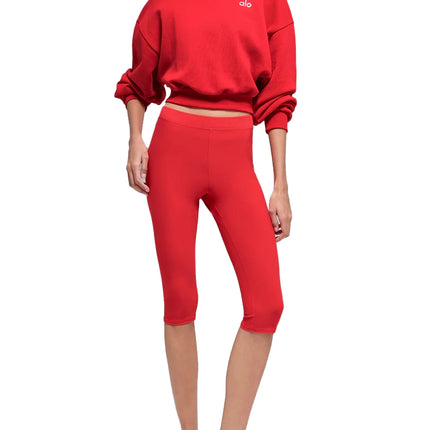 alo Women's Cropped Accolade Crewneck Bright Red