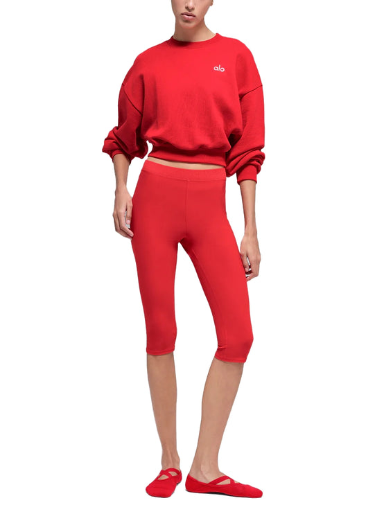 alo Women's Cropped Accolade Crewneck Bright Red