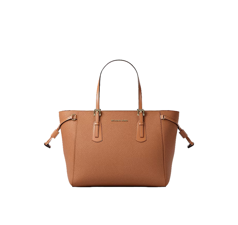 Michael Kors Women's Voyager Extra-Small Saffiano Leather Convertible Crossbody Bag Luggage/Gold