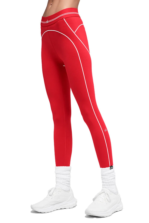 alo Women's Airbrush High-Waist 7/8 Heart Throb Legging Bright Red/White