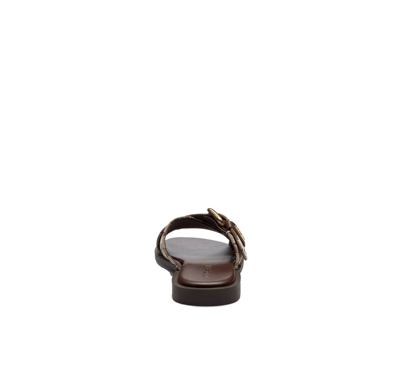 Coach Women's Crisscross Buckle Sandal In Signature Jacquard Oak/Maple