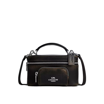 Coach Women's Rainer Crossbody Bag 18 With Pocket In Loved Leather Silver/Black Brown