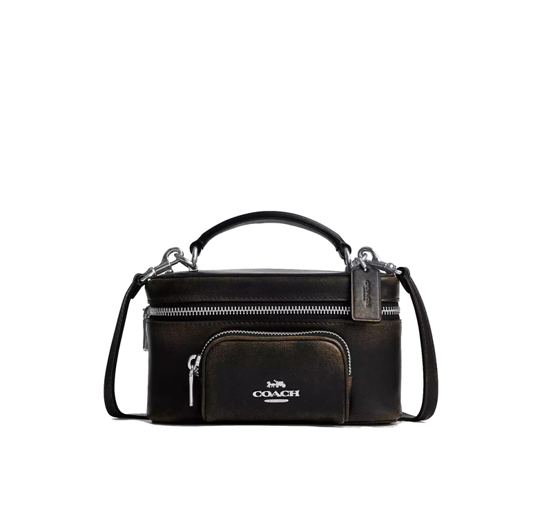 Coach Women's Rainer Crossbody Bag 18 With Pocket In Loved Leather Silver/Black Brown