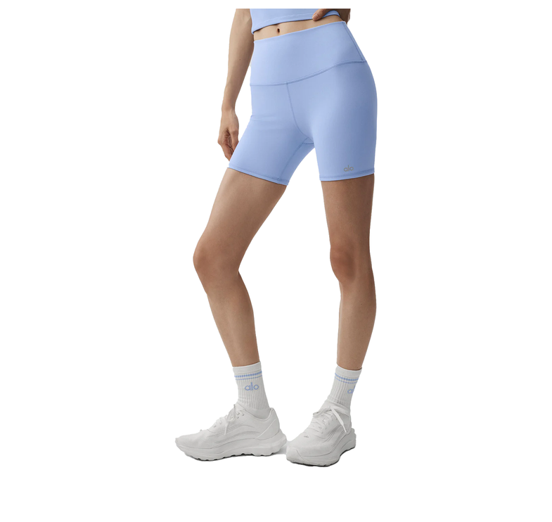 alo Women's 5" Airbrush High-Waist Biker Short Light Provence Blue