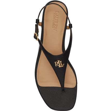 Polo Ralph Lauren Women's Everley II Crosshatch Leather Sandal Black