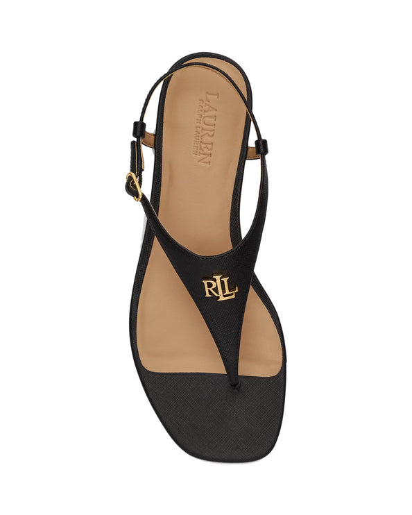 Polo Ralph Lauren Women's Everley II Crosshatch Leather Sandal Black