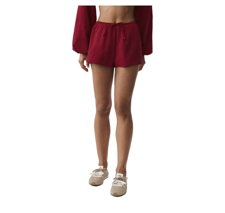 alo Women's Cotton High-Waist Real Deal Short Summer Romance Red