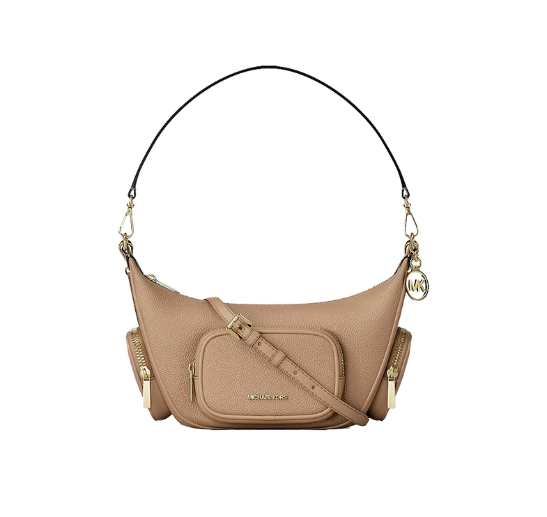 Michael Kors Women's Merritt Small Pebbled Leather Crossbody Bag Camel/Gold