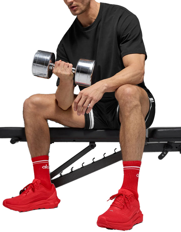 alo Unisex Half-Crew Throwback Sock Bright Red/White