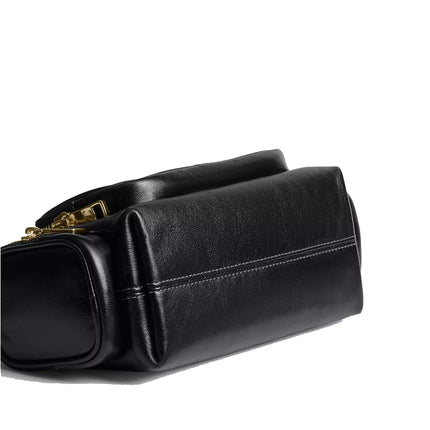 Coach Women's Laurel Shoulder Bag 22 With Pockets Gold/Black