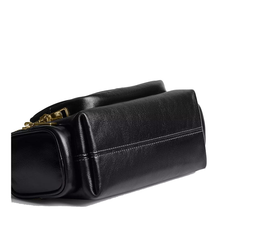 Coach Women's Laurel Shoulder Bag 22 With Pockets Gold/Black
