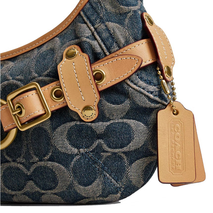 Coach Women's Belted Ergo Shoulder Bag 26 In Signature Regenerative Cotton Denim Brass/Denim