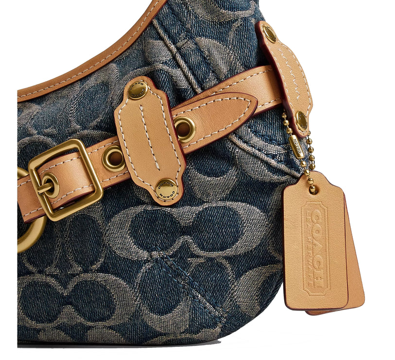 Coach Women's Belted Ergo Shoulder Bag 26 In Signature Regenerative Cotton Denim Brass/Denim