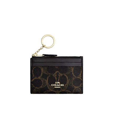 Coach Women's Mini Skinny Id Case In Loved Signature Canvas Gold/Brown