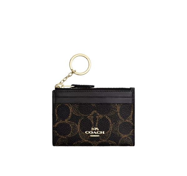 Coach Women's Mini Skinny Id Case In Loved Signature Canvas Gold/Brown