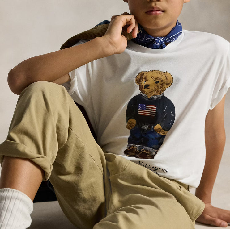 Polo Ralph Lauren Boy's Polo Bear Cotton Jersey Tee White Core Bear