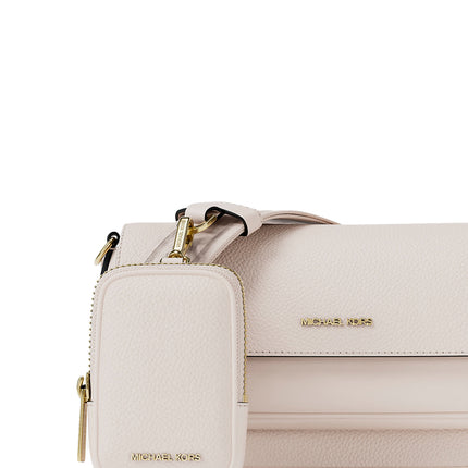 Michael Kors Women's Jet Set Travel Small Pebbled Leather Crossbody Bag With Pouch Light Cream/Gold