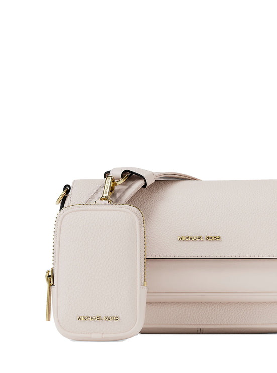 Michael Kors Women's Jet Set Travel Small Pebbled Leather Crossbody Bag With Pouch Light Cream/Gold