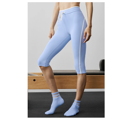 alo Women's Airbrush High-Waist Race Pace Capri Light Provence Blue/White