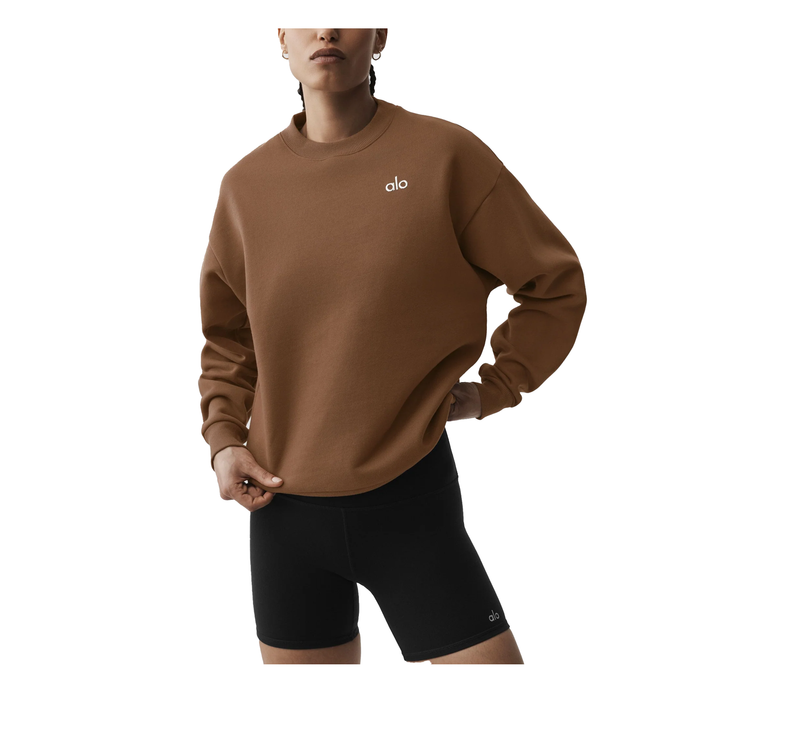 alo Women's Accolade Crew Neck Pullover Sun Kissed Brown