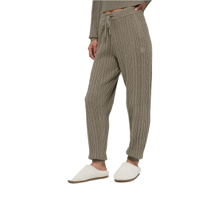 alo Women's Cable Knit Winter Bliss Pant Light Cocoa