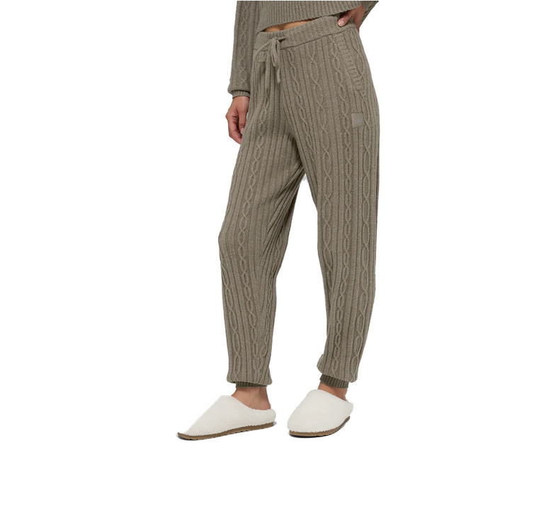 alo Women's Cable Knit Winter Bliss Pant Light Cocoa