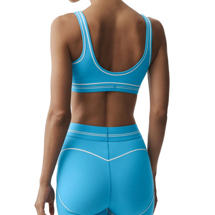 alo Women's Airbrush Heart Throb Bra Azure Blue/White