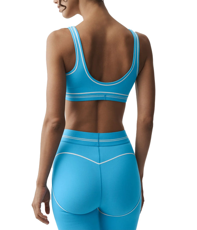 alo Women's Airbrush Heart Throb Bra Azure Blue/White