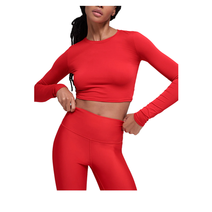 alo Women's Alosoft Crop Finesse Long Sleeve Bright Red