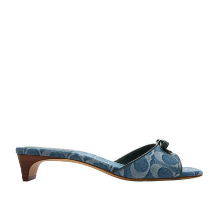 Coach Women's Bow Kitten Heel Sandal In Signature Denim Indigo