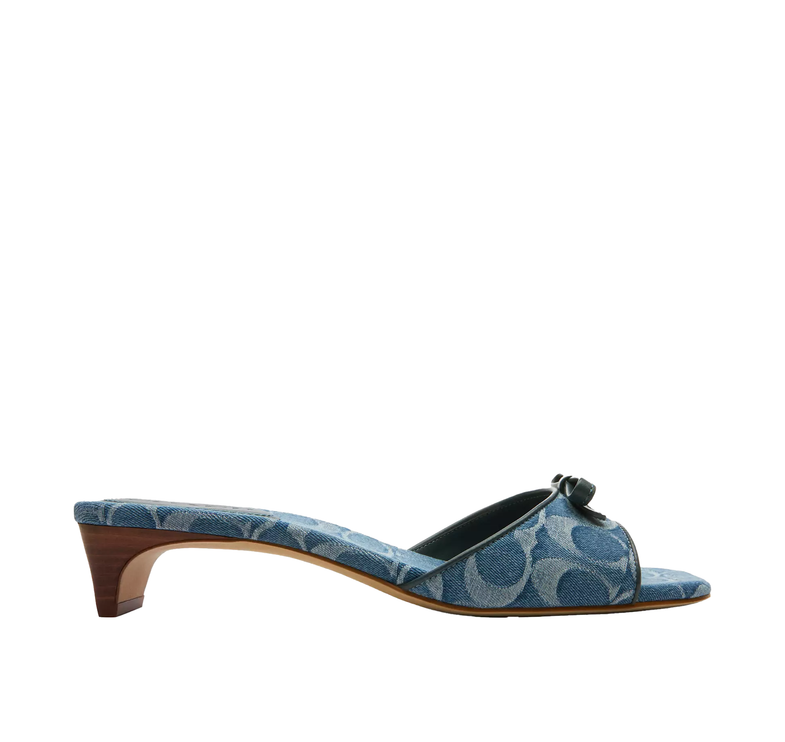 Coach Women's Bow Kitten Heel Sandal In Signature Denim Indigo
