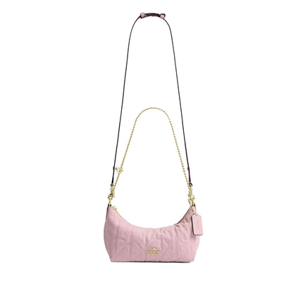 Coach Women's Caitlin Shoulder Bag In Regenerative Cotton With Quilting And Charm Gold/Light Pink