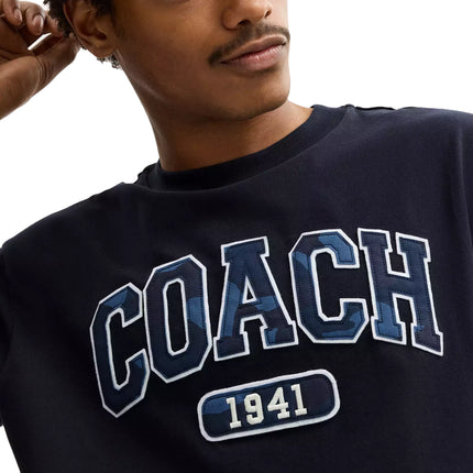 Coach Men's Camo Relaxed T-Shirt In Organic Cotton Navy